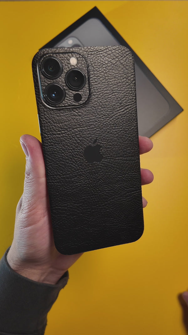 Skin iPhone - Black Leather Aspect (full grain)