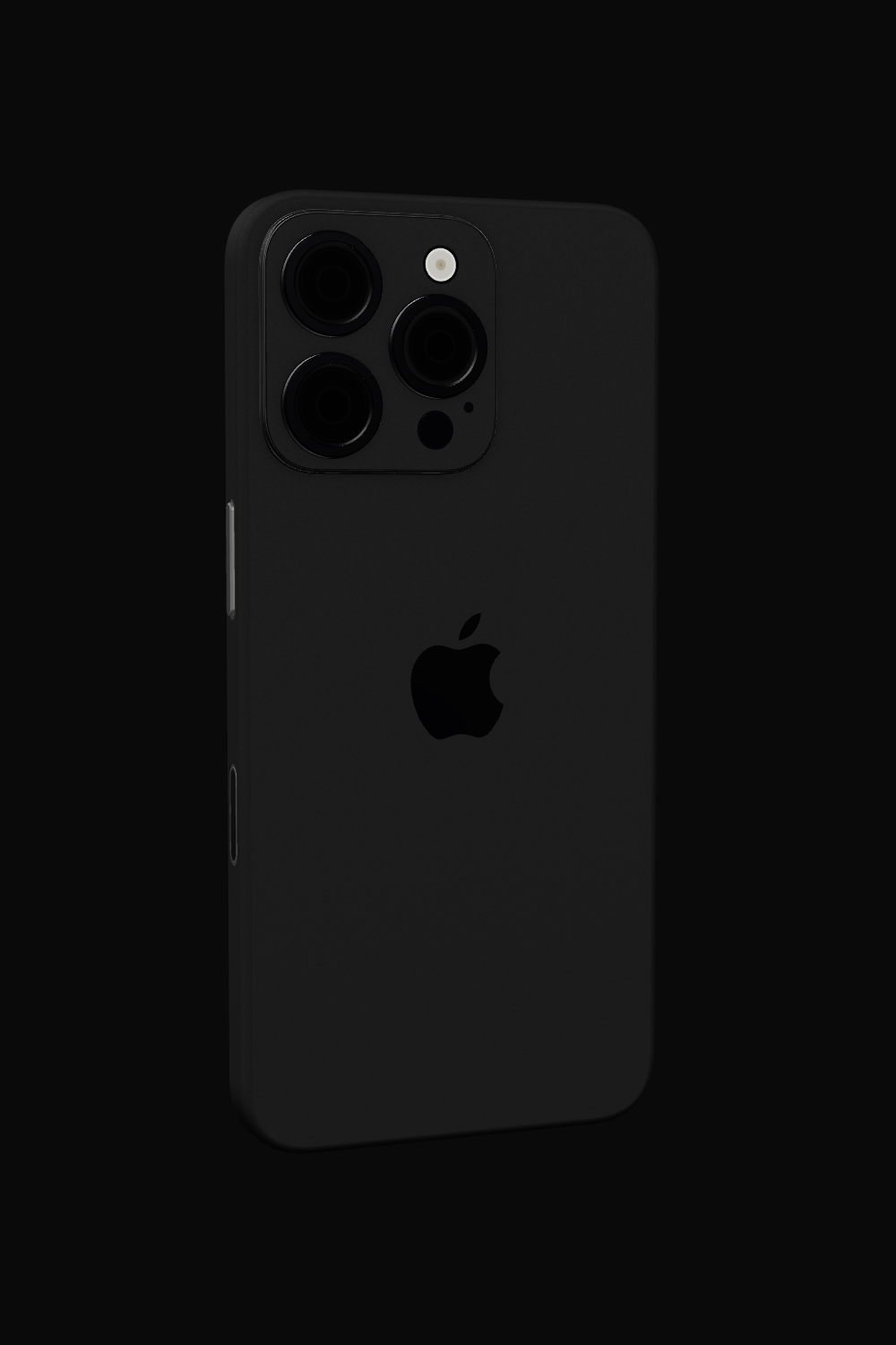 Skin iPhone - Negru ULTRA Matte pe iPhone 16 Pro, model 3D: rotește telefonul cu skinul aplicat